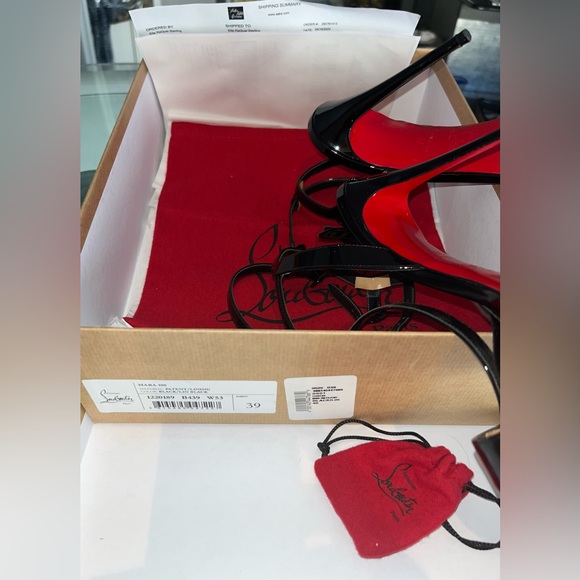 Christian Louboutin Mara-100 Black Patent Leather DBBLE T-Bar Heels EU39 BoxIncl - Picture 6 of 7